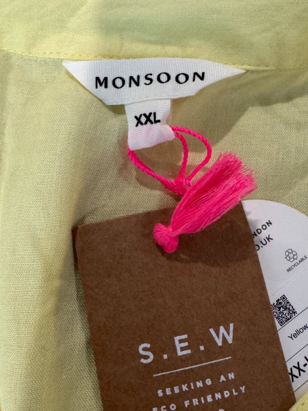 Monsoon XXL NWT Yellow Boho Festival Dress Metallic Embroidered Pom Pom Tassels - Picture 10 of 15
